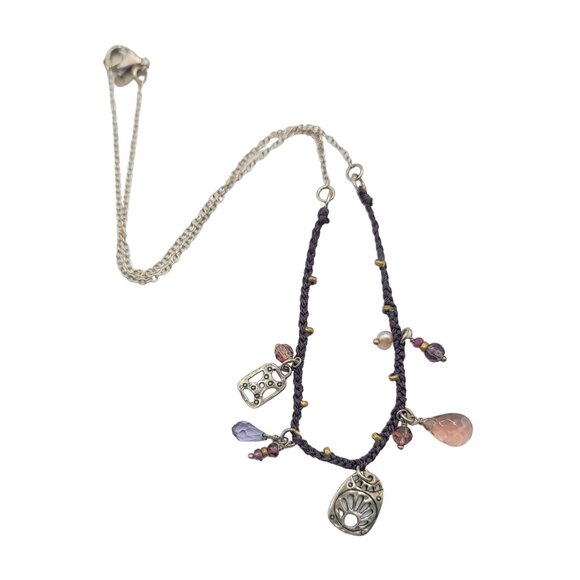 Silpada Sterling Silver Gem Stone Pearl Charm Pendant Necklace, 16" Long - Picture 1 of 6